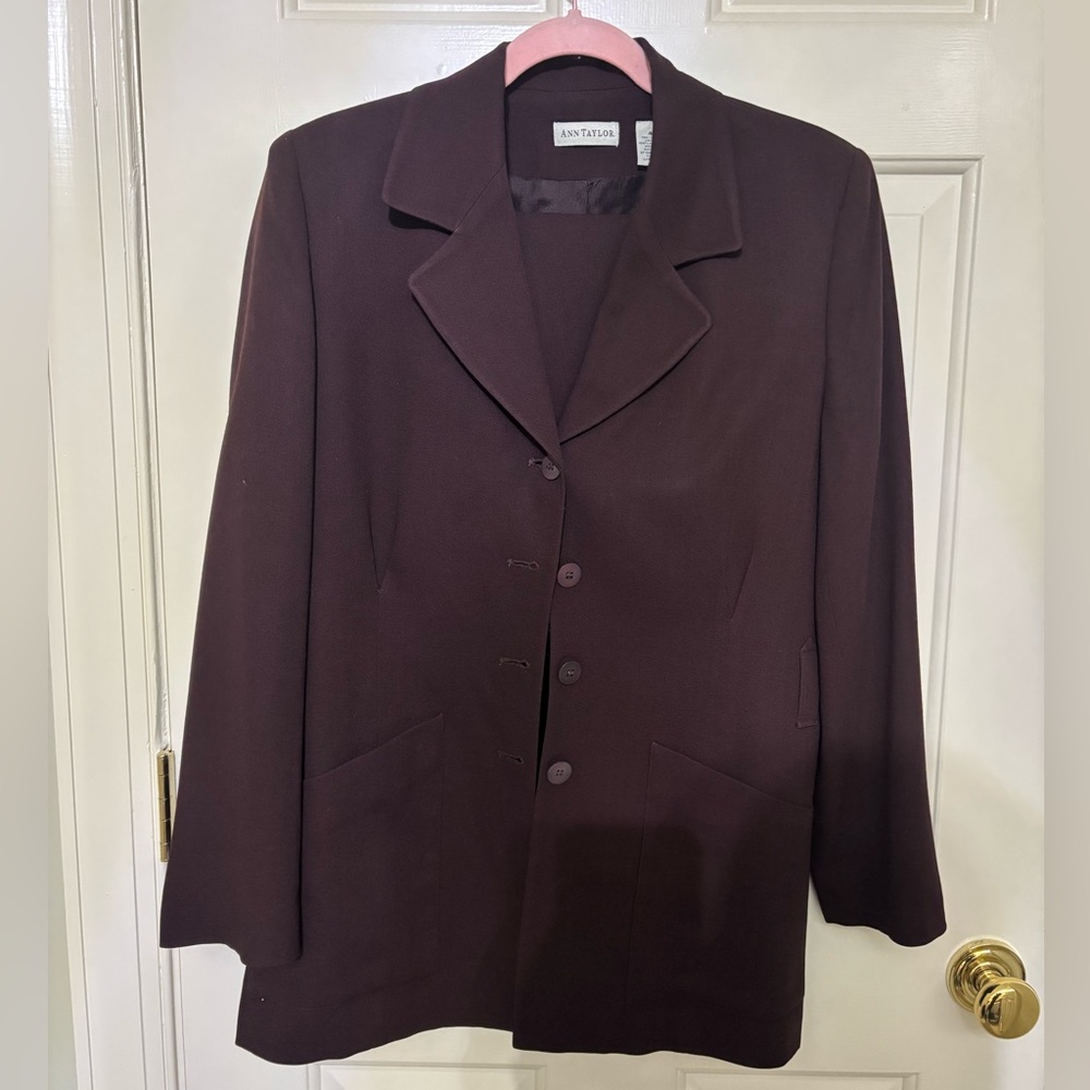 Ann Taylor Burgundy Blazer & Skirt 2-piece Set
